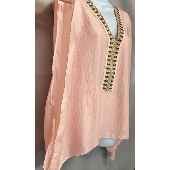 ANTHROPOLOGIE Floreat Bohemian Pink Peach Embroidered Poncho One Size - Picture 8 of 16